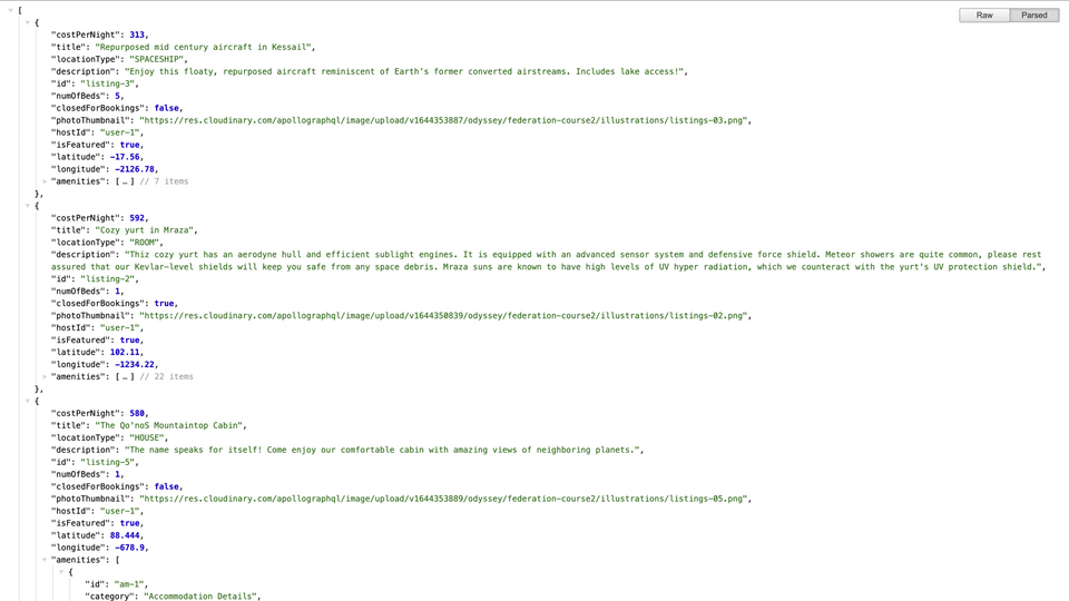 JSON response of batch endpoint